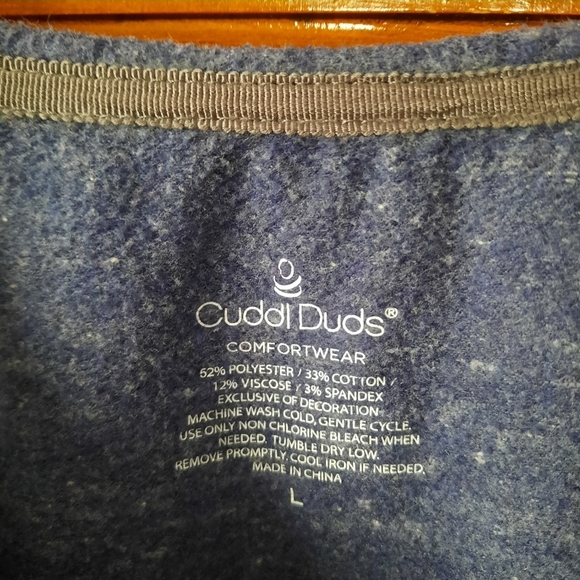 🛍 Cuddl Duds Softwear Knit Long Sleeve Crewneck Top Marled Navy Size Large - Picture 8 of 10